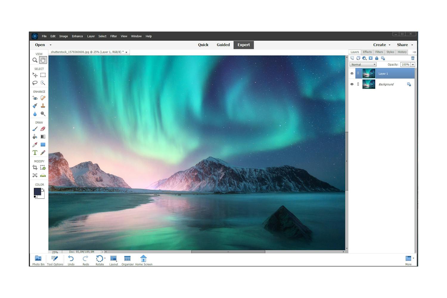 Photoshop Elements brukergrensesnitt